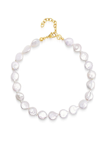 Nialaya Women's Necklace Como Flat Pearl Choker Como Flat Pearl Choker 15 Inches / 38.1 cm WNECK_309